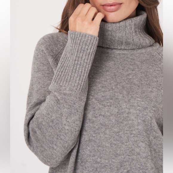 Repeat Cashmere Wide Ribbed Turtleneck Sweater in Dusty Pink Cashmere Wool S - Picture 2 of 16